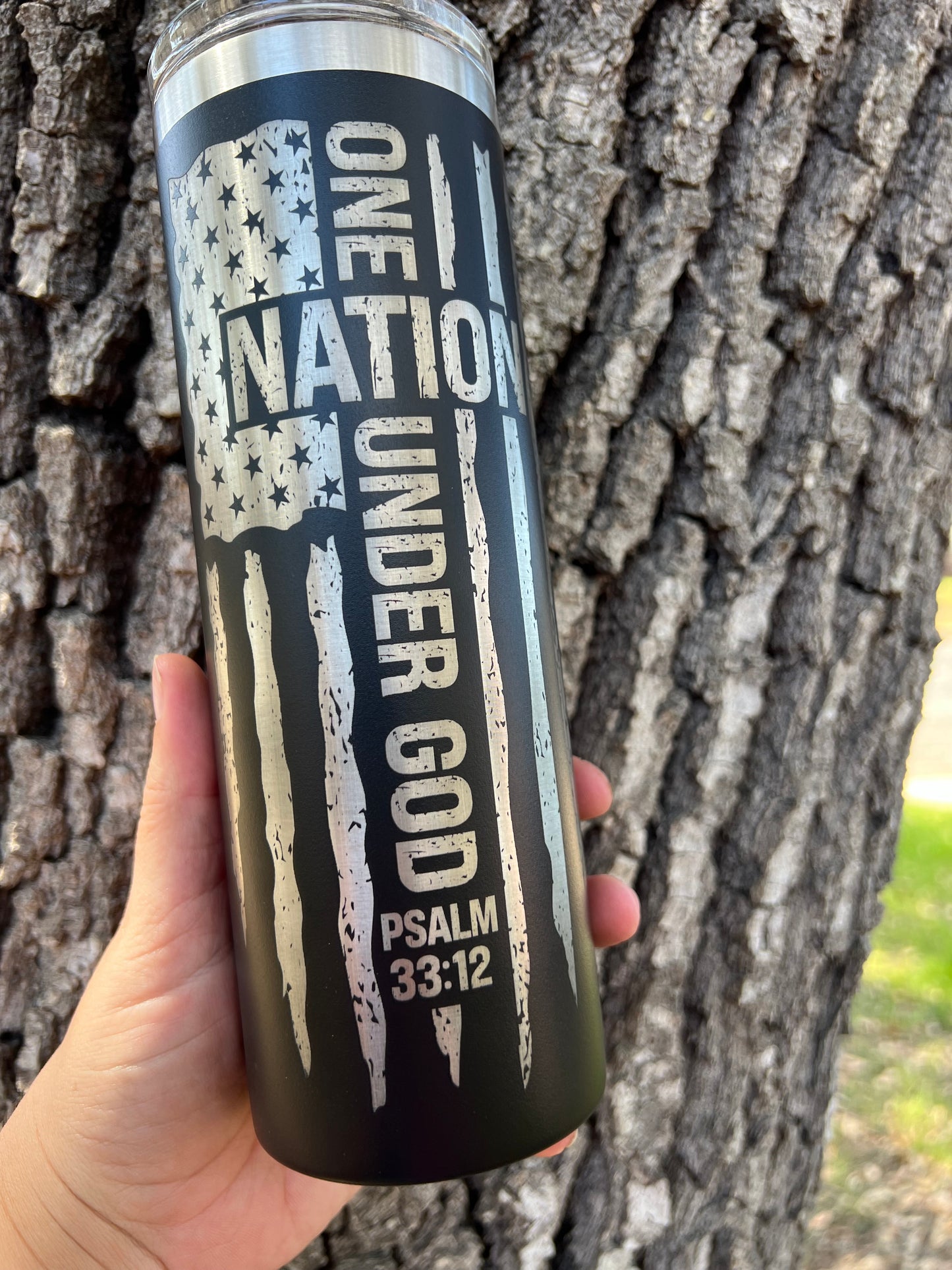 20oz Laser Engraved Tumbler - One Nation Under God