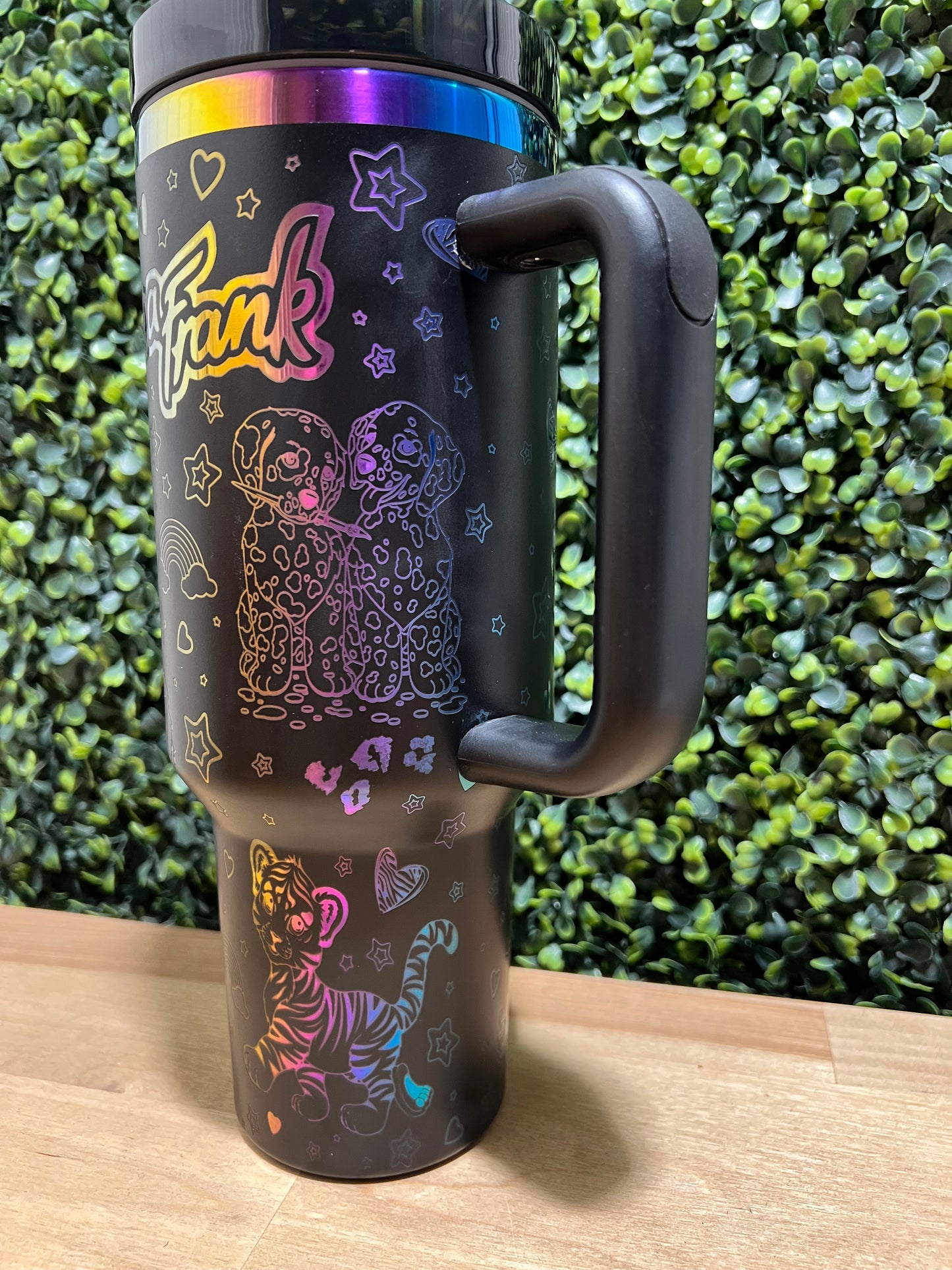 40oz Laser Engraved Lisa Frank Theme Holographic Tumbler