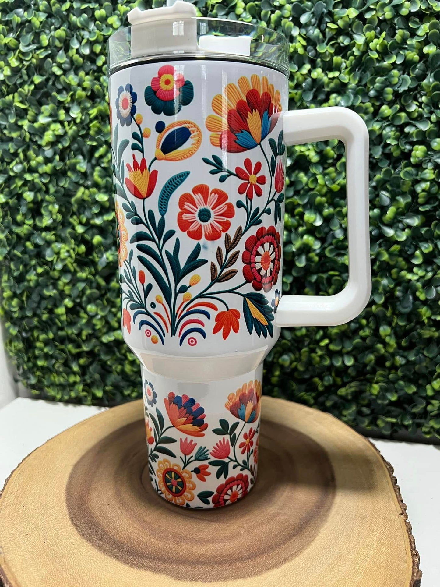 40oz Floral Embroidery Tumbler