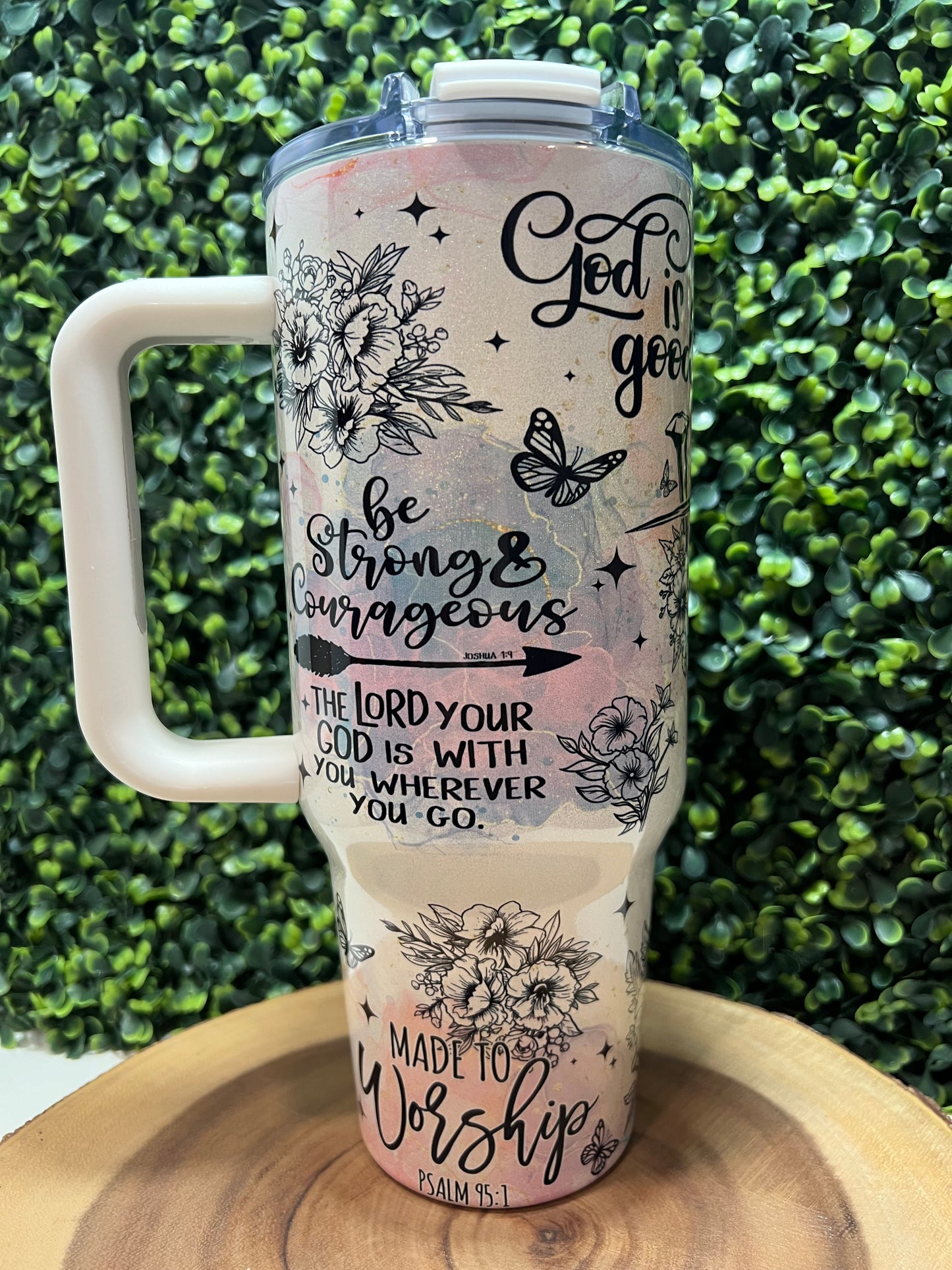 40oz Faith Inspired Holographic Tumbler