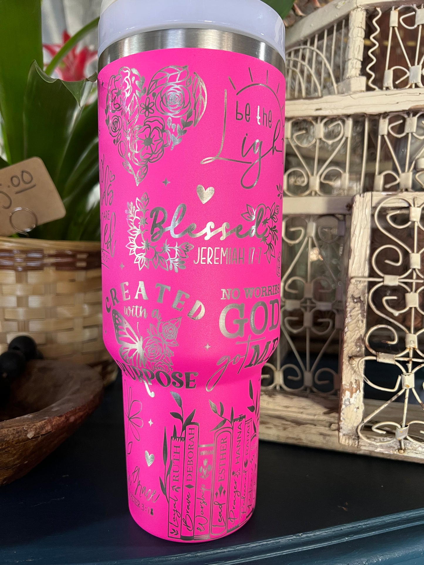 40oz Pink Faith Inspired Tumbler