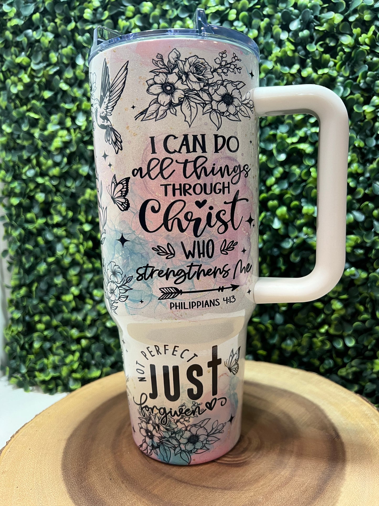 40oz Faith Inspired Holographic Tumbler