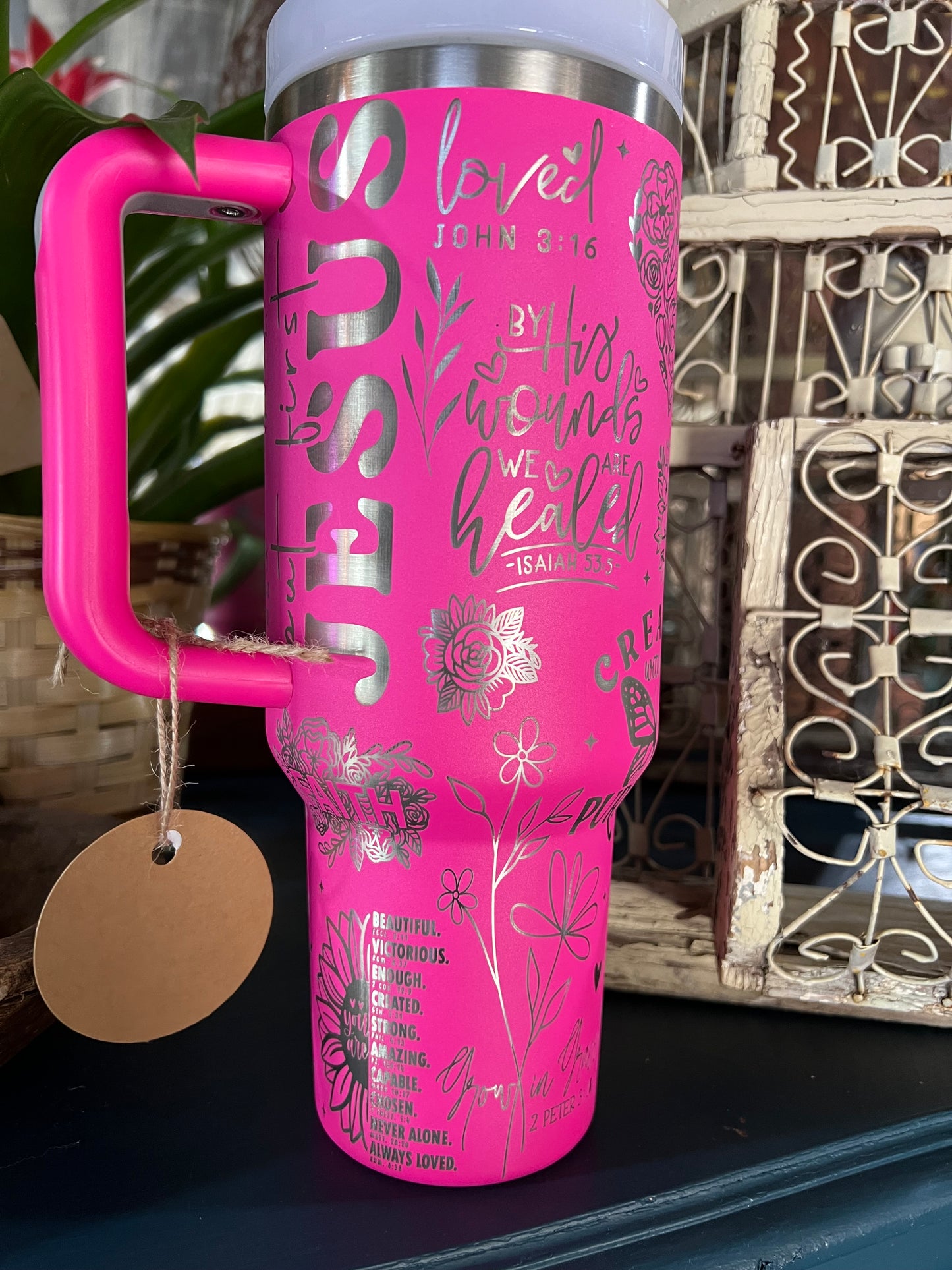 40oz Pink Faith Inspired Tumbler